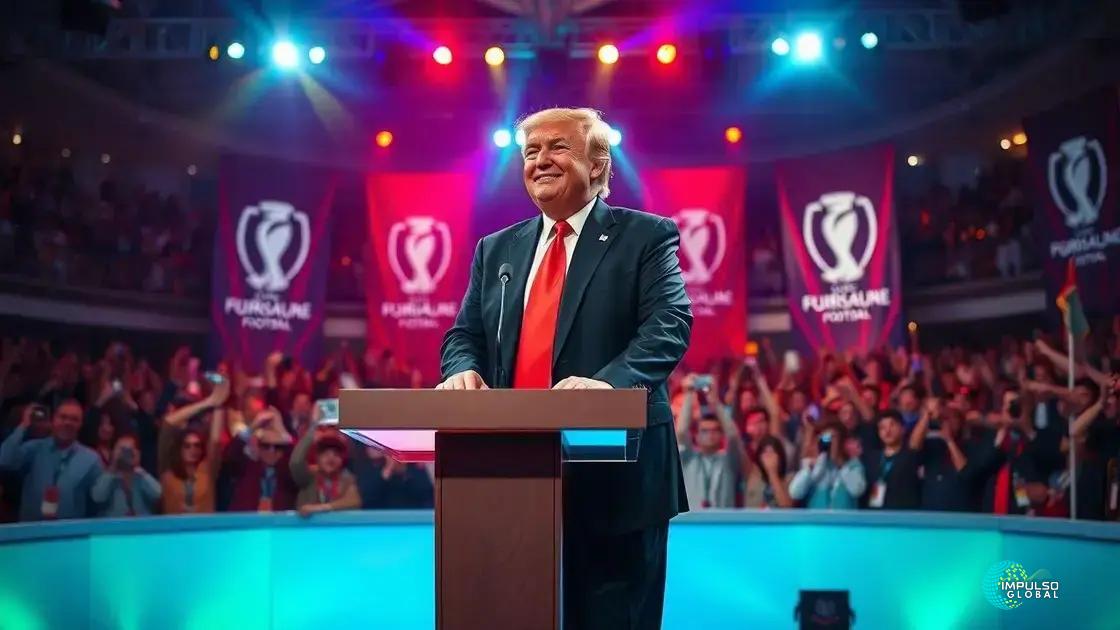 A presença de Donald Trump no palco da premiação A presença de Donald Trump no palco da premiação