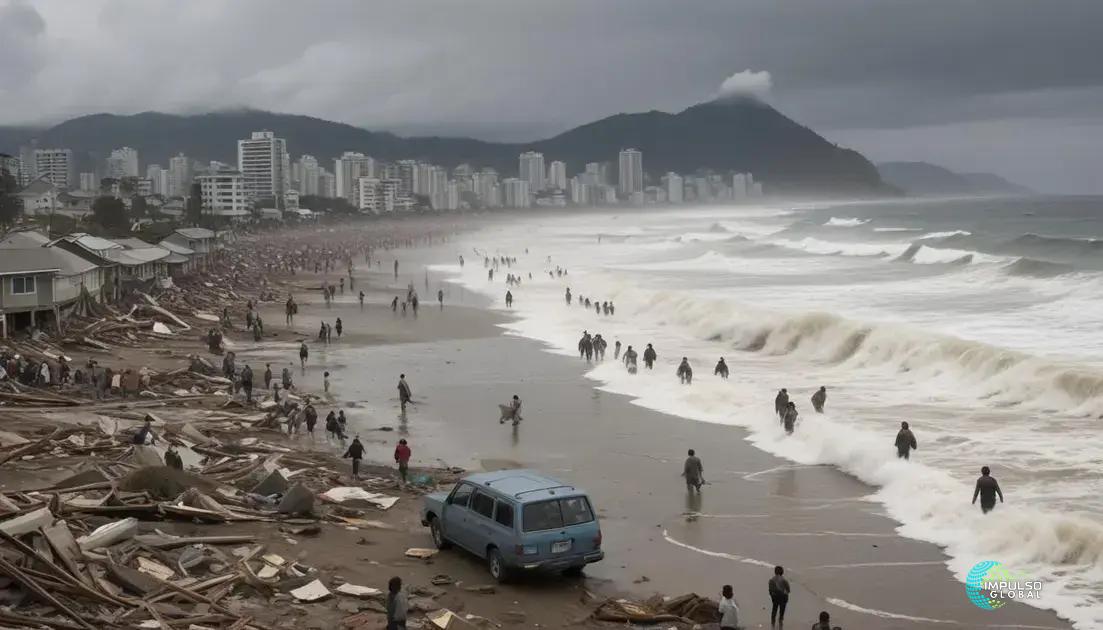 Impactos e evacuações pelas ondas Impactos e evacuações pelas ondas