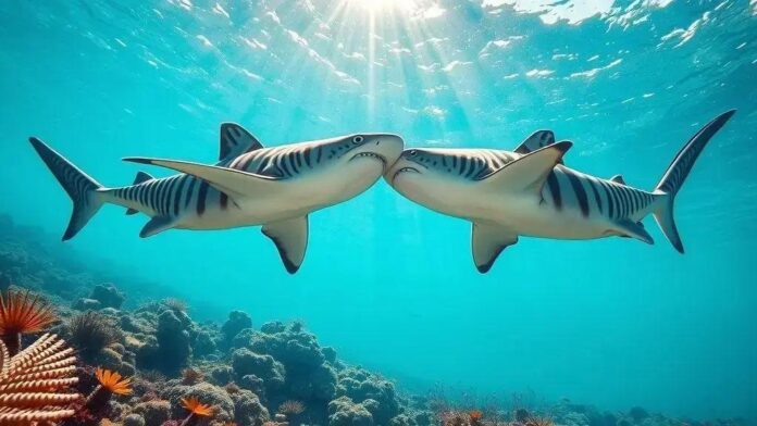 Cientistas registram acasalamento inusitado entre tubarões-zebra Cientistas registram acasalamento inusitado entre tubarões-zebra