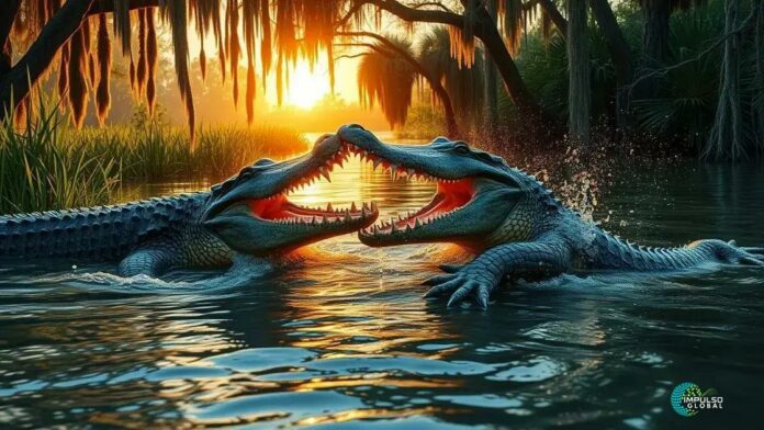 Conflito entre jacaré e crocodilo gera vídeo impressionante na Flórida